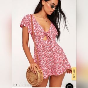 LULUS Dondi Red and White Print Romper